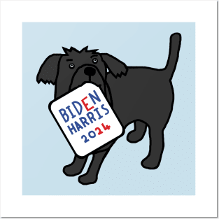 Dog with Biden Harris 2024 Sign Posters and Art